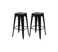 Mendler 2X Tabouret de Bar HWC-A73, Chaise de comptoir, métal, Design Industriel, empilable - Noir