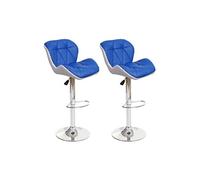 2x Tabouret de bar HWC-A92, tabouret pour comptoir, réglable en hauteur, similicuir bleu