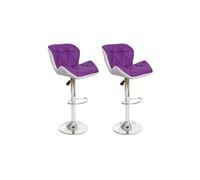 2x Tabouret de bar HWC-A92, tabouret pour comptoir, réglable en hauteur, similicuir violet
