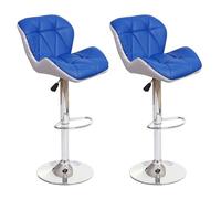 2x Tabouret de bar HWC-A92, tabouret pour comptoir, réglable en hauteur, similicuir bleu