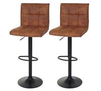 2x Tabouret de bar HWC-B13, imitation daim vintage brun clair