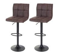 2x Tabouret de bar HWC-B13, imitation daim vintage brun foncé
