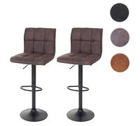 2x Tabouret de bar HWC-B13, imitation daim vintage brun foncé