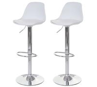 2x Tabouret de bar HWC-B14, cuir synthétique blanc