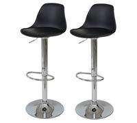2x Tabouret de bar HWC-B14, cuir synthétique noir