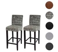 2x tabouret de bar HWC-C33, chaise bar écriture, gris, pieds foncés, tissu