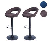 2x tabouret de bar HWC-F46, chaise de comptoir, monture noire imitation de daim, vintage marron foncé