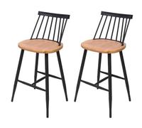 2x Tabouret De Bar Hwc-G69, Chaise Bar, Bois Massif, Style Rétro,Métal, Avec Repose-Pied, Gastronomie Nature Multicolore