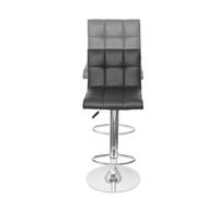 2x Tabouret de bar HWC-G87, chaise bar/comptoir, réglable en hauteur similicuir marron-blanc, pied chromé