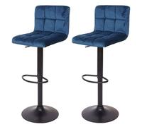 2x Tabouret de bar HWC-G87, chaise bar/comptoir, réglable en hauteur velours pétrole, pied noir
