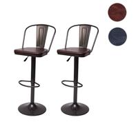 2x Tabouret de bar HWC-H10a, réglable en hauteur, pivotant, design industriel vintage noir-gris