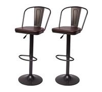 2x Tabouret de bar HWC-H10a, réglable en hauteur, pivotant, design industriel vintage noir-marron
