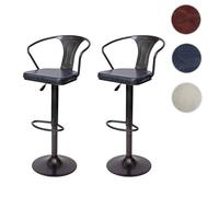 2x Tabouret de bar HWC-H10b industriel vintage noir gris