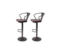 Mendler Tabouret de bar HWC-H10b – réglable, accoudoirs, pivotant – style industriel – Lot de 2 Noir