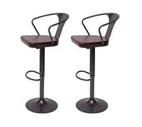 Mendler Tabouret de bar HWC-H10b – réglable, accoudoirs, pivotant – style industriel – Lot de 2 Noir