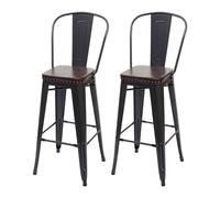 2x Tabouret de bar HWC-H10c,métal, similicuir Chesterfield, pour gastronomie,design industriel noir-marron
