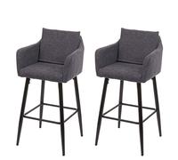 2x Tabouret de bar HWC-H93, tabouret de comptoir, repose-pieds métal tissu/textile gris foncé