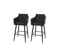 2x Tabouret de bar HWC-H93, tabouret de comptoir, repose-pieds métal similicuir noir
