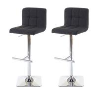 2x tabouret de bar Kavala, chaise bar/comptoir, avec dossier tissu gris foncé, pied en acier chromé