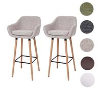 2x tabouret de bar Malmö T381, chaise bar/comptoir ~ tissu, crème gris