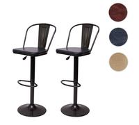 2x Tabouret de bar MCW-H10a industriel vintage noir gris