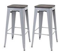 2x tabouret de bar MENDLER HWC-A73 métal design industriel gris Gris G