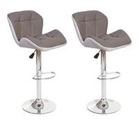 Mendler Tabouret de bar HWC-A92 réglable en hauteur similicuir Taupe - lot de 2