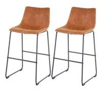 2x tabouret de bar MENDLER HWC-D70 tissu vintage imitation de daim Marron G