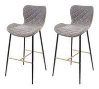 2x tabouret de bar HWC-E55, chaise de bar/comptoir, vintage, haubans dorés similicuir, aspect daim, gris