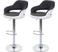 Mendler 2X Tabouret de Bar HWC-F16 Similicuir Noir Blanc