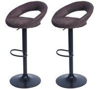 2x tabouret de bar HWC-F46, chaise de comptoir, monture noire imitation de daim, vintage marron foncé