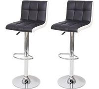Mendler Tabouret de bar HWC-G87 - Lot de 2, réglable, similicuir noir/blanc, pied chromé