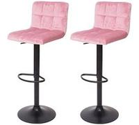 2x Tabouret de bar HWC-G87, chaise bar/comptoir, réglable en hauteur velours rose, pied noir