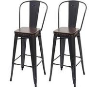 2x Tabouret de bar MENDLER HWC-H10c métal similicuir Chesterfield industriel noir marron Marron G