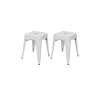 Mendler Tabourets de bar HWC-A73 métal style industriel empilable lot de 2 blanc