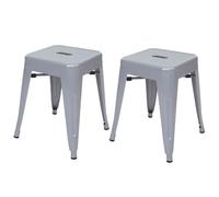 2x tabouret HWC-A73, tabouret en métal, design industriel, empilable gris