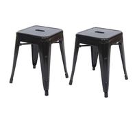 2x tabouret HWC-A73, tabouret en métal, design industriel, empilable noir
