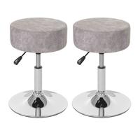 2x Tabouret HWC-C22, hauteur réglable Ø 35 cm imitiation daim gris vintage