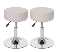 2x Tabouret HWC-C22, hauteur réglable, Ø 35 cm similicuir crème