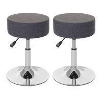2x Tabouret HWC-C22, hauteur réglable, Ø 35 cm, tissu gris
