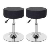 2x Tabouret HWC-C22, hauteur réglable, Ø 35 cm, tissu gris foncé