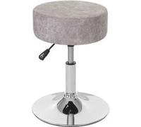 2x Tabouret HWC-C22, hauteur réglable Ø 35 cm imitiation daim gris vintage