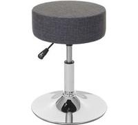 2x Tabouret HWC-C22, hauteur réglable, Ø 35 cm, tissu gris