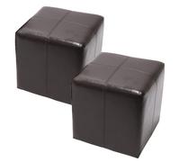 2x tabouret / pouf / dé Onex, cuir, 36x36x36cm - marron
