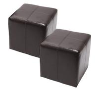 Mendler Tabouret pouf Onex cuir 36x36x36 cm marron – 2x