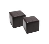 2x tabouret / pouf / dé Onex, cuir, 36x36x36cm marron