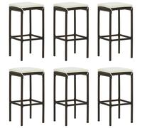 2x Tabourets de Bar avec Coussins Gris Résine Tressée Sièges Comptoir vidaXL