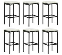 2x Tabourets de Bar avec Coussins Gris Résine Tressée Sièges Comptoir vidaXL
