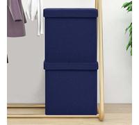 2x Tabourets de Rangement Pliables Bleu Faux Lin Coffres Conteneurs vidaXL