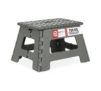 2X Tabourets pliants, Taille M, Portable, escabeau de Salle de Bain, 120 kg, Plastique, 22 cm de Haut, Gris Clair